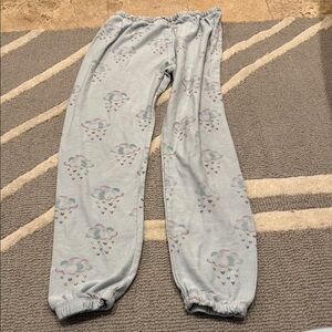 Chaser Kids Sweatpants with Cloud and Heart Print - Light Blue